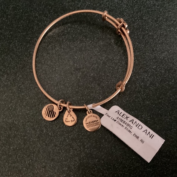 Alex and Ani Expandable Wire Bracelet Four Leaf Clover Slider New with tag - Picture 2 of 10